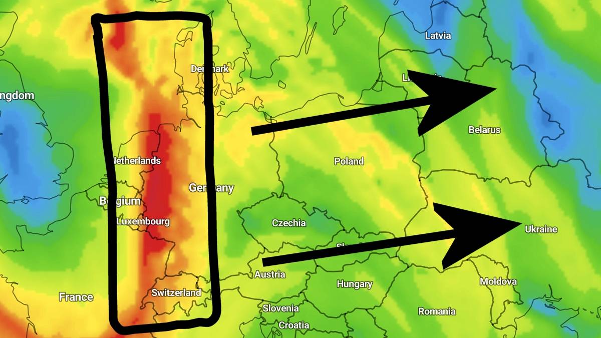 Po upale front znad Niemiec przyniesie burze. Fot. imweather.com